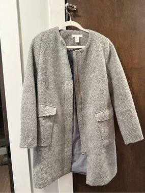 NWOT • H&M Gray Collarless Wool-Blend Trench Coat